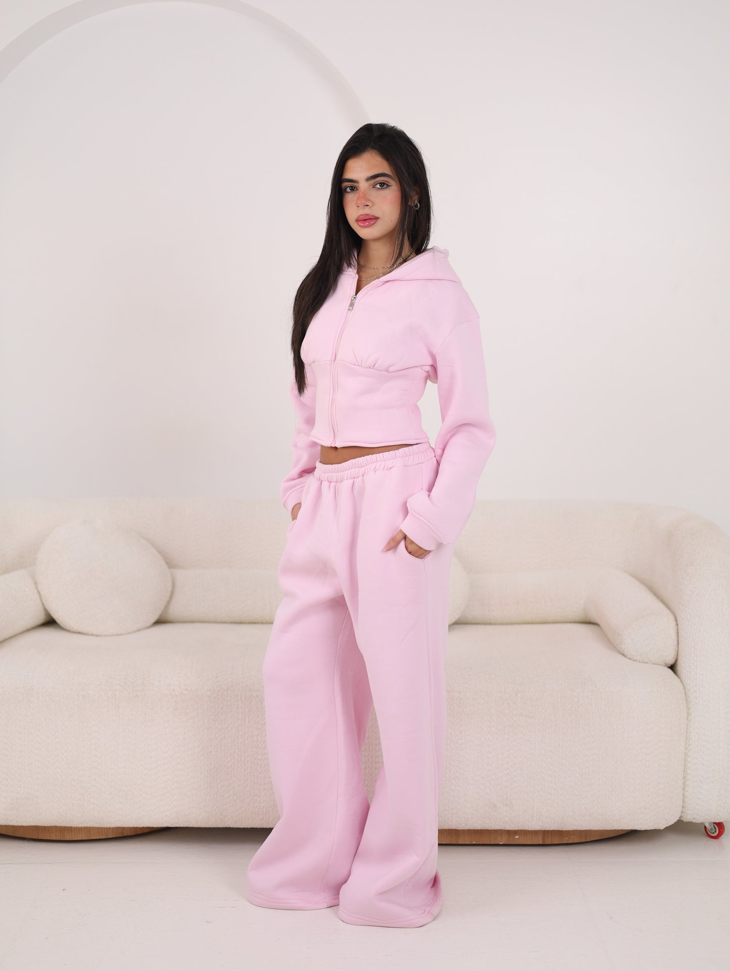 Wide Leg Sweatpants - Powder pink