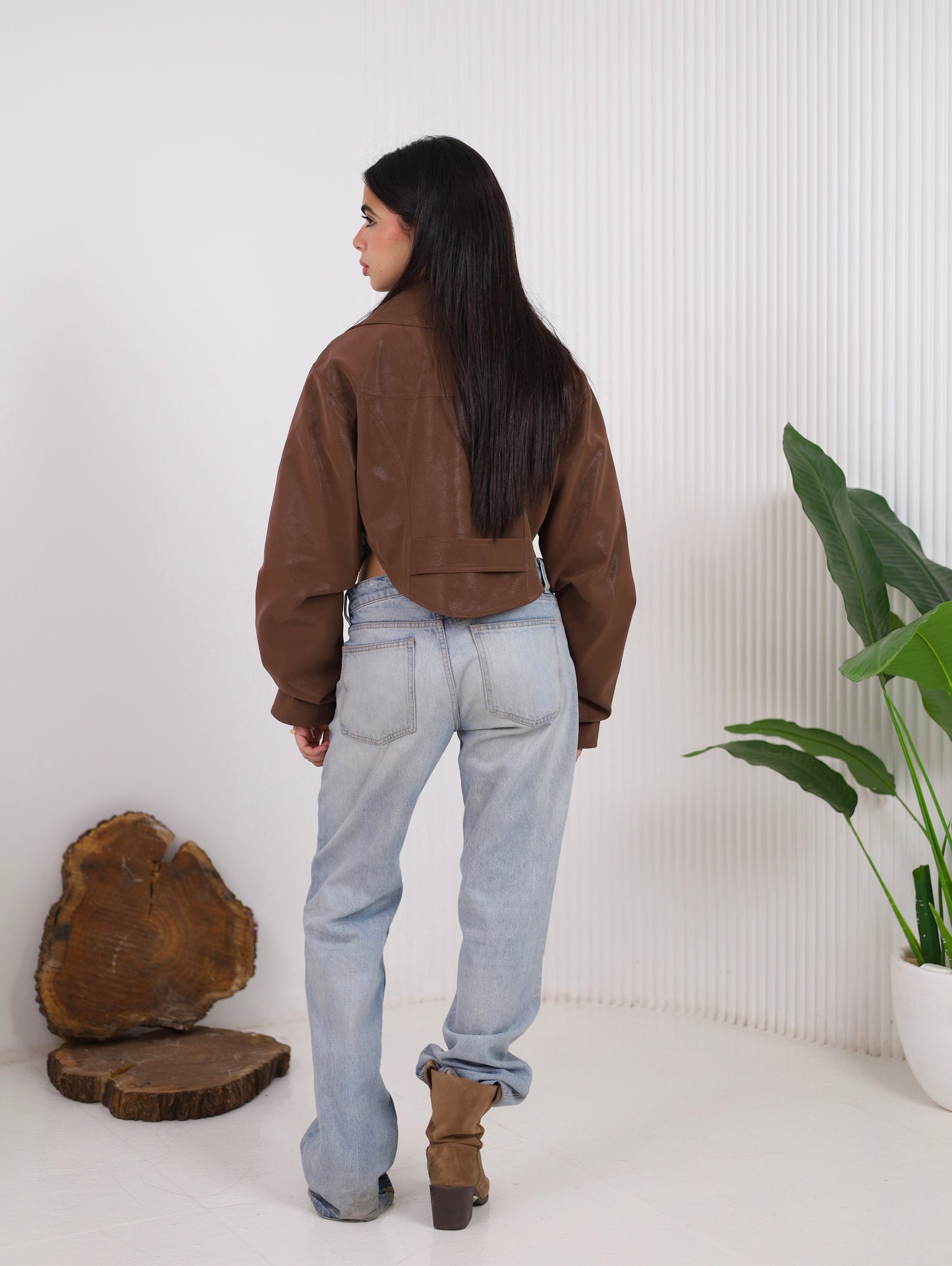 Corset Leather jacket - Brown